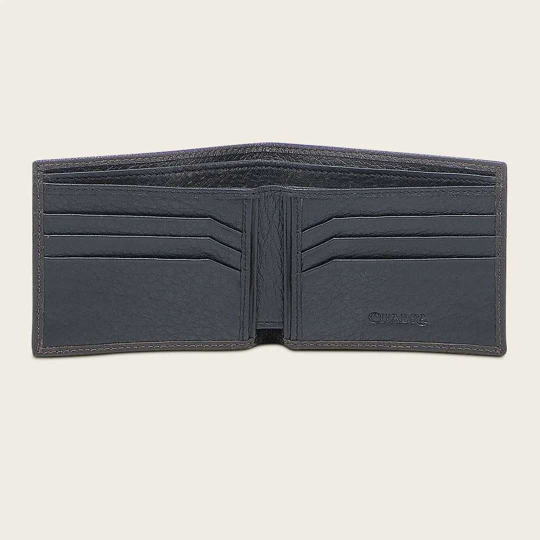 Cartera Cuadra Para Caballero Piel Genuina De Venado Color Café