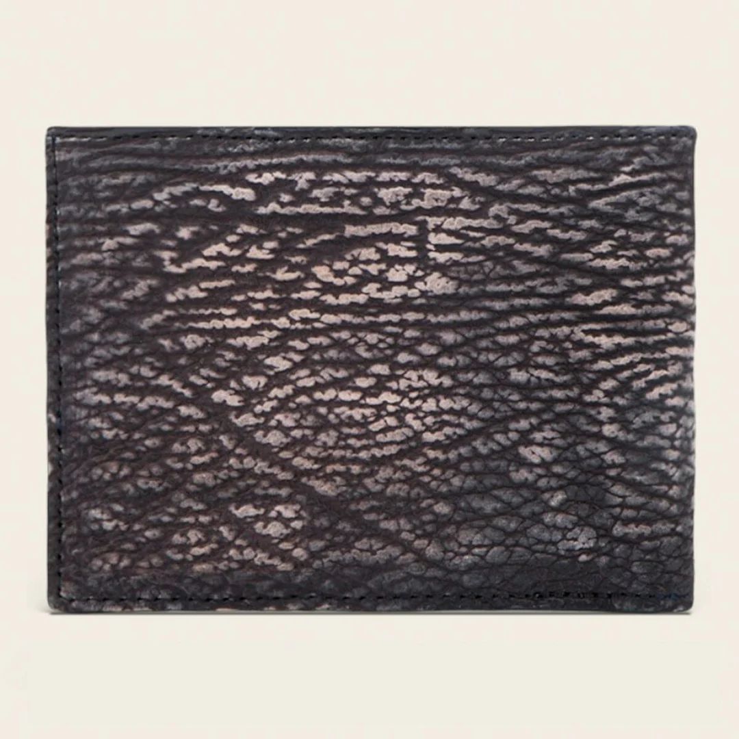 Cartera Cuadra Original Piel Genuina Tiburón Negro B2910ti