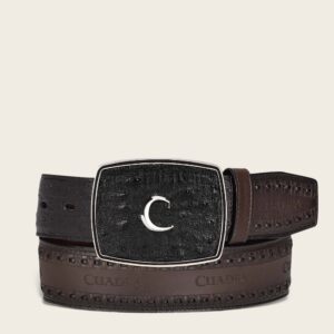 Cinturón Cuadra original de 45 mm de baby avestruz mn black negro ostrich laser belt BC278 CV397BA