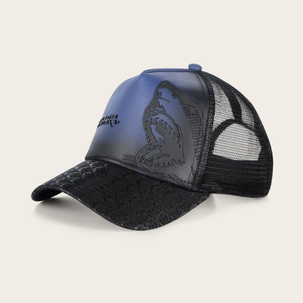 Gorra en piel genuina con diseño de tiburón goc06sh_azul