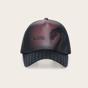 Gorra en piel genuina con diseño de pitón goc06py_rojo