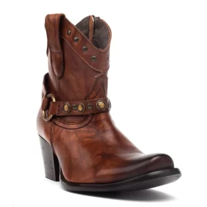 Botín Vaquero Dama Mujer 100% Piel Café 20105 Western Bota