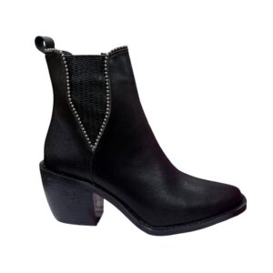 Botin Vaquero Dama Diosa Tacón Western Bota Negra Cierre 092